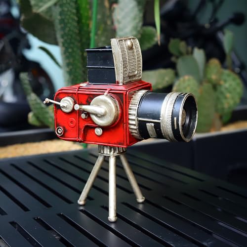 Vintage Tripod Camera Model Metal Sculpture Decor Cinema Photography Accessory Pen Holder Decorative Figurine Home Desktop Decoration Nostalgic Gift - style: Camera Model- Photography