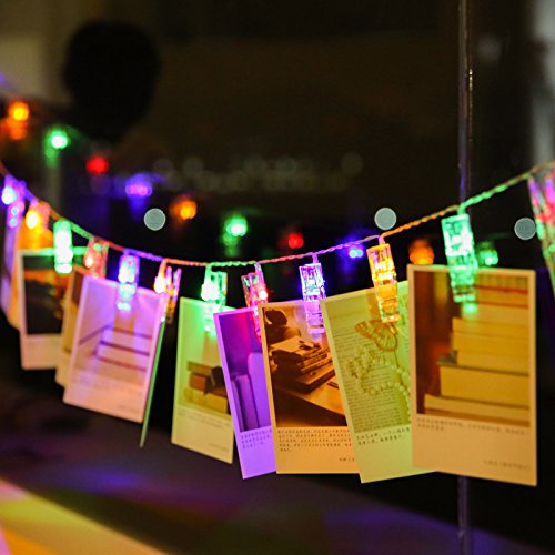 50 LED Photo Clip Fairy Lights for Home Bedroom Wall - Twinkle Starry Decor for Halloween, Thanksgiving, Christmas, Party, Wedding - Multicolor - color: Multicolor, size: 50