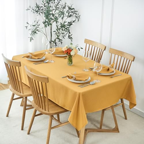 maxmill Cloth Napkins Weaved Texture Pattern Soft Comfortable and Luxury Serviette for Restaurant Family Dinners Weddings Parties and Banquets Set of 4 Pieces, 20 x 20 Inch Ochre Yellow - color: Ochre Yellow, size: 20" x 20" (Set of 4)