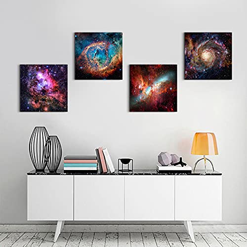 Space Wall Art Galaxy Futuristic Decor for Teens Room Outer Space Nebula Pictures Boys Bedroom Marvel Room Canvas Painting Cosmic Poster Nursery Kids Bathroom Modern Artwork Home Decoration 16x16" - color: Galaxy, size: 16"l X 16"w