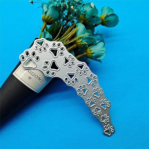 Scrapbooking Die-Cuts for Card Making, Christmas Metal Cutting Dies, Paper Craft Punch Template, Background Embossing Stencils, DIY Album Décor (Dog footprints-12.5x5cm) - color: Dog footprints-12.5x5cm