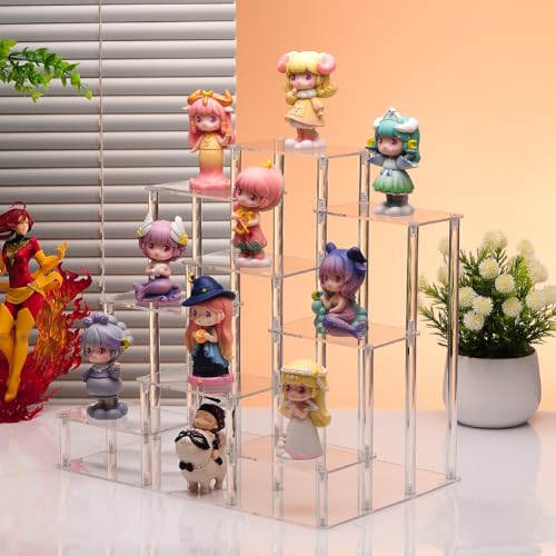 Clear Acrylic Display Risers Stand Shelf, Acrylic Stands Display for Action Figures Collectibles Perfume Organizer Stand,Pop Figures Stand Risers for Decorating & Organizing (9 Tier) - color: 9 Tier
