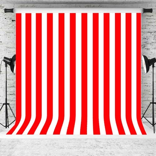 Leyiyi 6x6ft Photography Background Red and White Stripe Backdrop Happy Birthday Party Vertical Horizontal Stripes Summer Holiday Banquet Baby Shower Blog Make-up Photo Portrait Vinyl Studio Prop - color: Red, size: 6x6ft