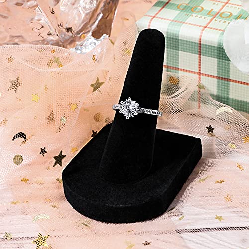 Jetec 12 Pieces Black Velvet Ring Display Stand, Jewelry Holder 2 x 2 x 2 Inches Finger Ring Display Velvet Holder Organizer for Showcase, Vendors, Wedding, Selling