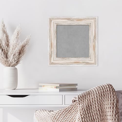 Amanti Art White Framed Magnetic Board 17x17 X-Small Vision Board for use with Magnets, 100% Metal Sheet to Display Items as Office Decor or for Home Organization in mudroom, Kitchen or Kids Room - color: Alexandria White Wash, size: 17"W x 17"H