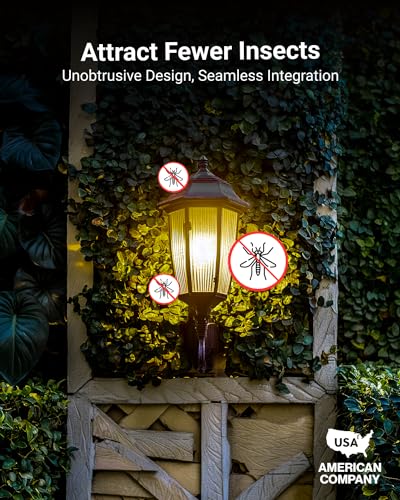 Sunco Yellow Light Bulbs Outdoor A19, LED Bug Lights for Outside Dusk to Dawn, 480 LM, 9W, 2000K Amber Glow, Auto On/Off Photocell Sensor, E26 Base, for Porch Patio Deck Backyard UL 4 Pack. - color: 2000k Amber Glow, size: 4 Count (Pack of 1)