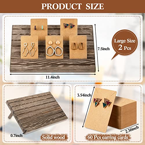 Marsui 62 Pcs Wood Earring Display Stand Earring Card Display 2 Sets of Holder with Cards Jewelry Stands for Selling - color: Brown