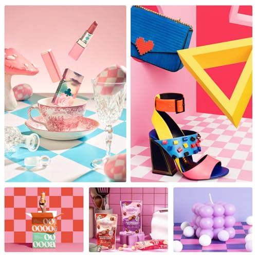 Meking 9Pcs 18Patterns Product Photography Backdrops Kit Photo Backdrop Boards Colourful Grid Photoshoot Background for Jewelry,Cosmetic,Makeup and Other Small Product Photography (16.5X11 inch) - color: Grid style