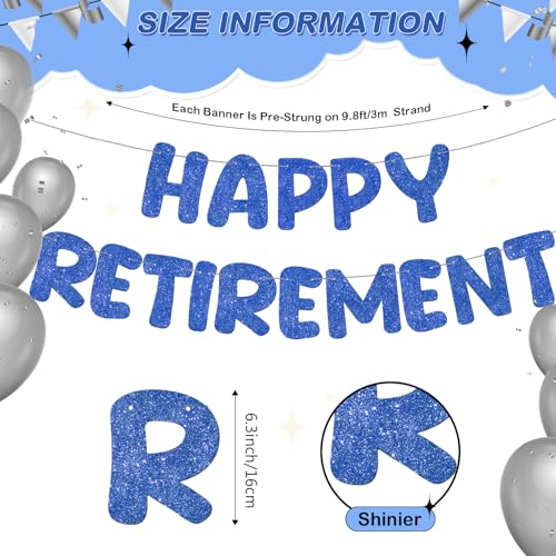 Fulmoon Pre Strung Happy Retirement Banner Glitter Retirement Sign Funny Official Retired Decor Party Decorations Supplies for Men Women Gifts (Navy Blue) - color: Navy Blue