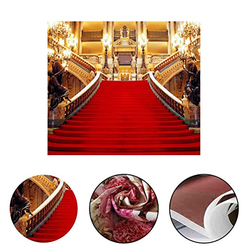 Red Carpet Backdrop, Golden Palace Gorgeous European Hall Photo Backdrop, Vinyl 10x10ft Prom Picture Photo Studio Props BJXTGU71 - color: Red, size: 10x10ft