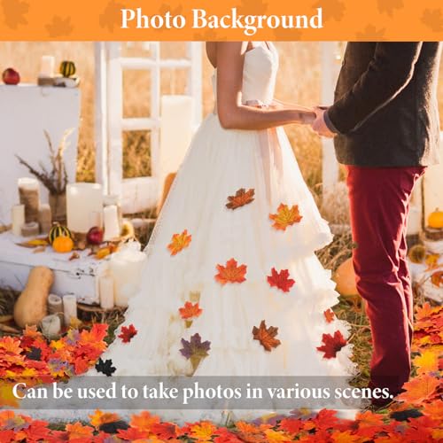 MAQIHAN 350PCS Fall Maple Leaves - Autumn Fall Maple Leaf Garland hojas de otoño para decorar Foliage Artificial Table Decoration Faux Fake Loose Leaves Outdoor Decor Halloween Thanksgiving Photo Prop