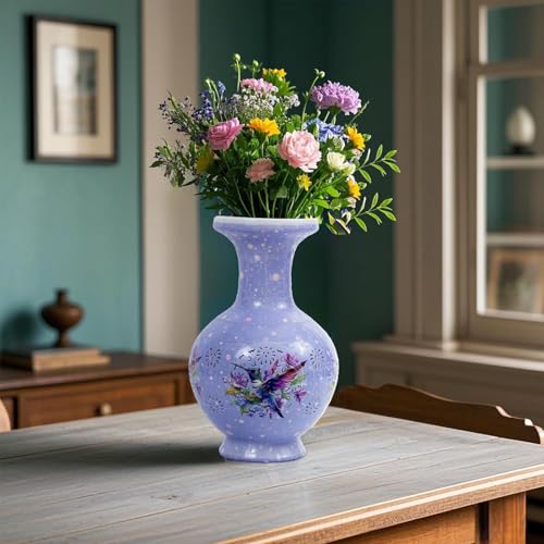 3D Puzzles Vase for Adults, 200 Pieces Plastic DIY Unique Flower Vase with LED Light House Warming Gift Birthday Gifts for Flower Arrangements and Home Decor,Crafts for Adults - color: C-lavender Purple