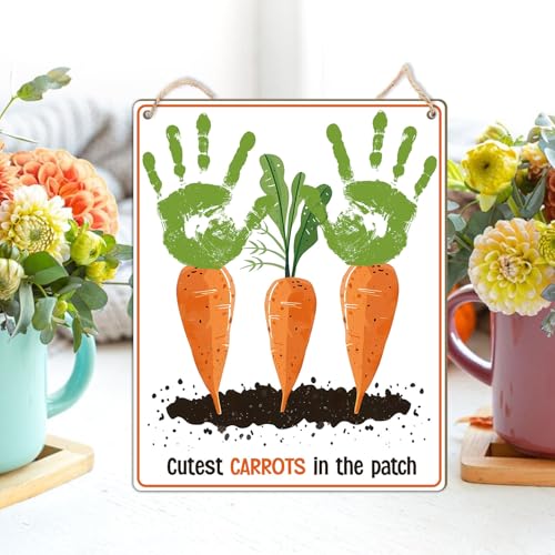 Cute Carrot Patch Wooden Plaque, Baby's First Easter Carrot Sign, First Easter Gifts for Babies Toddler, Holiday Home Decor, Baby Milestone Announcement Photo Props, Cutest Carrots In The Patch