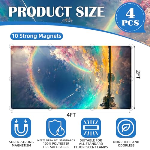 ANGSYLTH 4 Pcs Fluorescent Light Covers with Flame Retardant Certificate - Classroom, Office 4 x 2 Feet 40 Magnetic Covers for Ceiling Lights Filters (Auspiciousness Clouds) - color: Auspiciousness Clouds