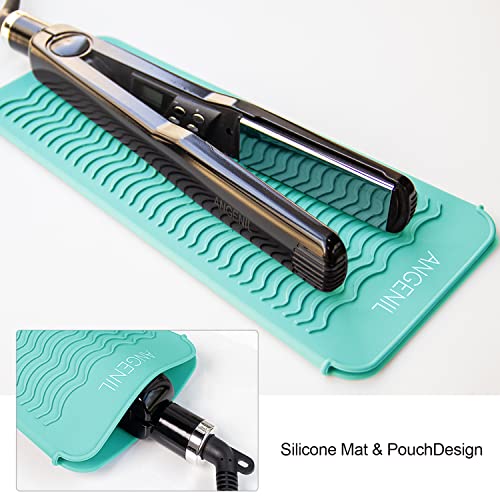 ANGENIL Curling Iron Silicone Mat Heat Resistant for Travel Dual Voltage Flat Iron, Hair Straightener, Rotating Cordless Curling Iron Wand, Wireless Curlers, Crimper Hair Iron, Straightening Iron - color: Green