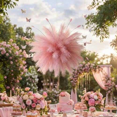 Pink Pampas Grass Party Decoration for Wedding Home Fireworks Design DIY Artificial Pampas Grass Hanging Decoration for DIY Crafts Bedroom Wedding Bridal Shower Cafe Shop Photo Props - color: Pink