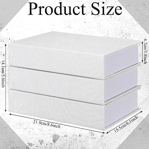 Tioncy 3 Pcs Fake Book Box Neutral Linen Book Box Decorative Faux Prop Storage for Farmhouse Home Decor shelf Table Card Photo DIY Keepsake Gift(8.6 x 6.1 x 1.8 Inch,White) - color: White, size: 8.6 x 6.1 x 1.8 Inch