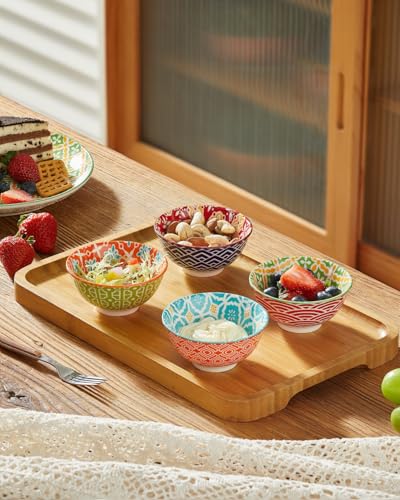 Metahom Ceramic Dipping Bowls, 3.5 inch Small Bowls for Dipping, 4oz Mini Bowl for Soy Sauce, Condiments, Side Dishes, Charcuterie Boards, Set of 6 - color: Vibrant Colors, size: 3.5 inch