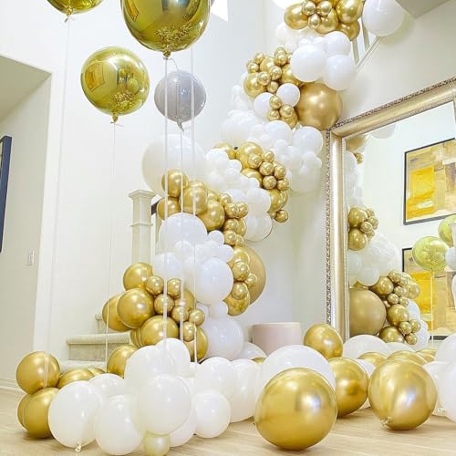PartyWoo Gold Balloons 127pcs Different Sizes of 36 18 12 10 5 Inch Gold Balloon Arch Kit Garland for Birthday Wedding Anniversary Baby Shower Graduation Retirement Casino Party Decorations Gold-G101 - color: Gold-g101, size: 127PCS