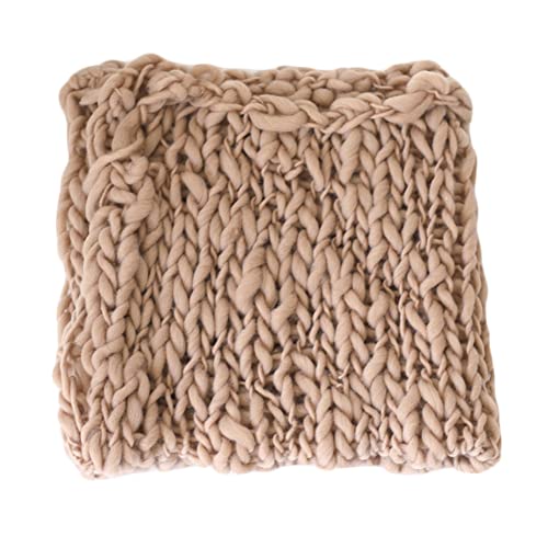Coberllus Newborn Baby Photography Props Blanket Handmade Knitted Twist Wrap Posing Aid Backdrops for Boy Girls Photography Shoot - color: Camel Color
