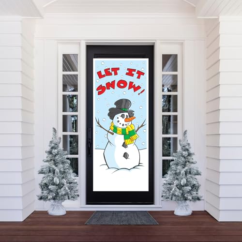 Beistle Winter Door Cover, 5’ x 30” – Plastic for Indoor & Outdoor Use – Easily Display, Christmas Decorations, Snowman Front Door Cover, Winter Wonderland Decor - style: Winter