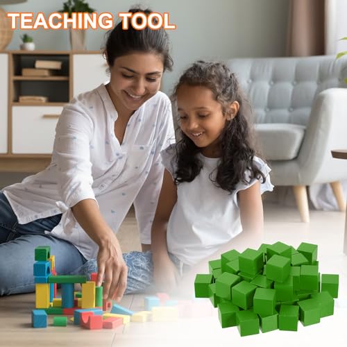 uxcell 100Pcs Wood Blocks for Crafts, 1 Inch Unfinished Wooden Cube Pine Wood Square Block for DIY Craft Projects, Green - color: Green, size: 1"
