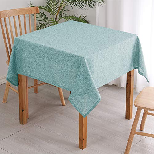 Hiasan Faux Linen Square Tablecloth - Wrinkle and Stain Resistant Washable Table Cloth for Kitchen Dining Room Holiday Table Cover for Party Dinner, Aqua, 30 x 30 Inch - color: Aqua, size: 30" x 30" (Square)