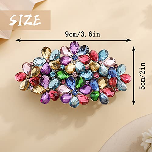 Aimimier Flower Crystal Hair Barrettes Sparkling Rhinestone Hair Spring Clamp Hair Pins Fashion Prom Party Hair Accessories for Women (Colorful) - color: Colorful
