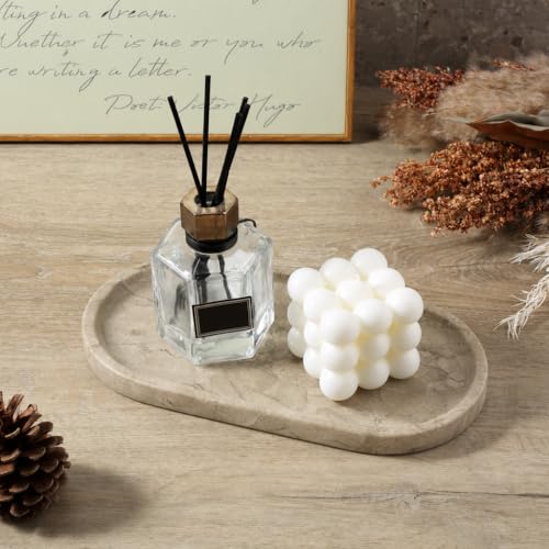 Koville Natural Silver Pearl Marble Decorative Tray, 10" x 5" Marble Vanity Tray for Bathroom Countertop Organizer Stone Trays, Catchall Tray Stone Plate for Perfume, Candles, Jewelry - color: Silver Pearl