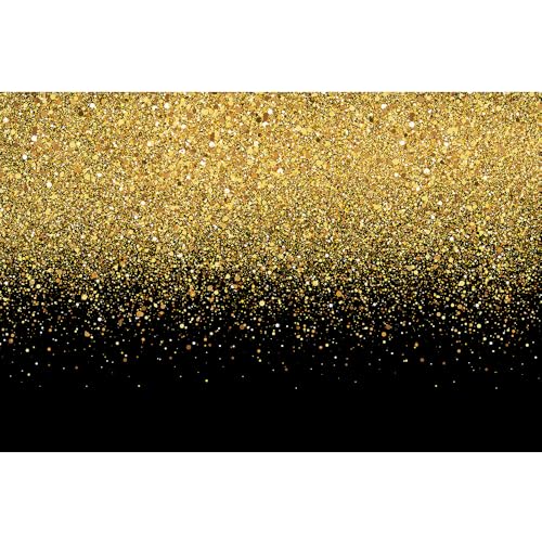 5x3 FT Black and Gold Backdrop for Photography Black and Gold Party Decorations Gold Glitter Birthday New Year Party Decor Background Photo Booth Props - size: 5x3 FT