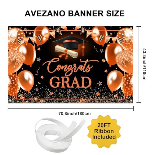 Avezano Graduation Banner Congrats Grad Backdrop Orange 2026 Graduation Party Decoration Congratulation Graduates Backdrop for High School College Prom 6x3.6 ft - color: Black Orange, size: 6x3.6 ft