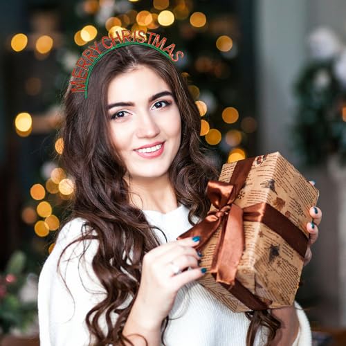 Chanaco Christmas Headbands for Women Adult Xmas Hair Accessories Holiday Party Decorations Red Green Hair Hoops Metal Headwear Non Slip Headdress Gifts - color: Green