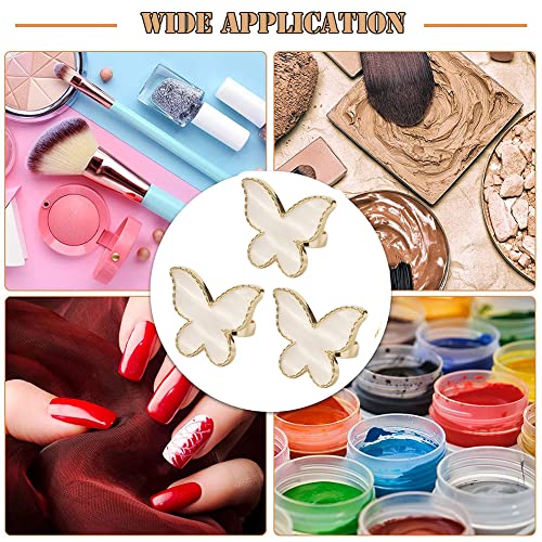 AKOAK 2 Pcs Butterfly Nail Art Resin Palette, Ring Gel Polishing Mixing Tray, Gold Edge Adjustable Nail Ring Gel Color Makeup Plate, DIY Nail Art Display Tool Photography Prop Nail Polish Plate