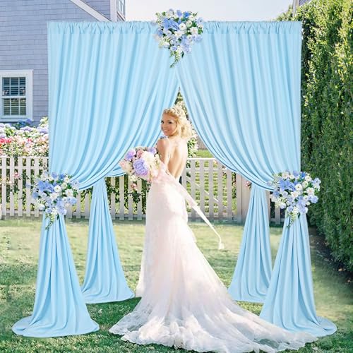 Baby Shower Backdrop Curtains 10x10ft: Baby Blue Backdrop Drapes - Polyester Photo Background Wedding Party Decorations - color: Baby Blue, size: 2 Panels 5ft X 10ft