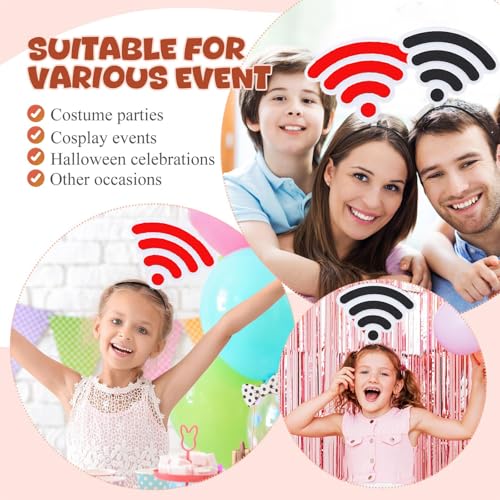 2Pcs Funny red heart headbands Set for Concerts, Halloween, Cosplay & Photo Props - Soft Stretchy Headbands - color: Wifi Headband 2