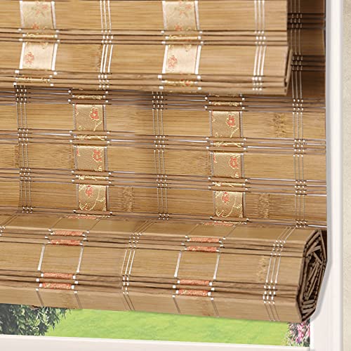 Letau No Drill No Tools Cordless Wood Window Shades Blinds, Bamboo Light Filtering Roller Shades, Color 4 - color: Color 4