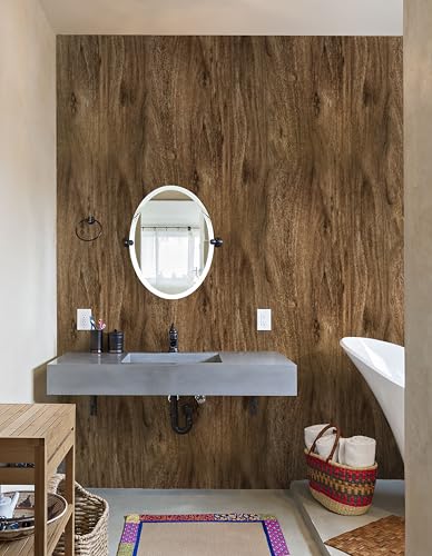Erfoni Wood Contact Paper Faux Wood Peel and Stick Wallpaper 17.7inch x 394inch Brown Wallpaper Peel and Stick Wood Vinyl Wrap for Countertop Wood Grain Contact Paper Brown Self Adhesive Wall Paper - color: Brown Wood, size: 17.7" x 394"