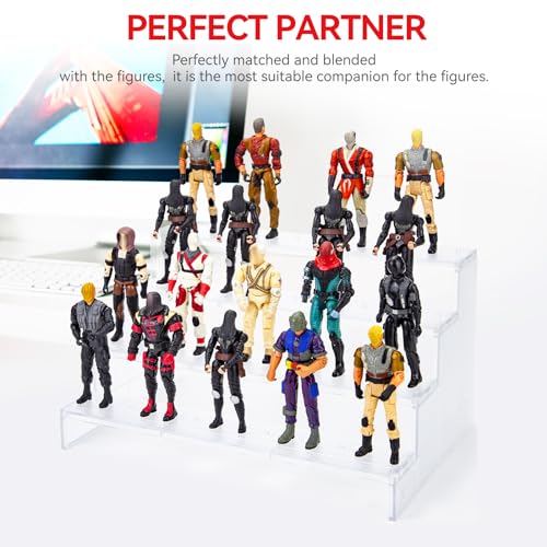 SIXPOINTS 3.75 inch Action Figure Riser Display Shelf With Peg ,4 Tier Toy Collectibles Organizer,Compatible with 1/18 Scale Vintage Star Wars /G.i Joe Figures toy