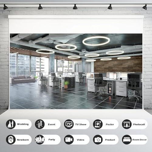Modern Office Backdrop Video Conference Elegant Business Office Interior Brick Wall Virtual Photography Background Home Offices Live Video Zoom Calls Photoshoot Studio Background Props 5x3ft - color: Brown_Grey, size: 5x3ft
