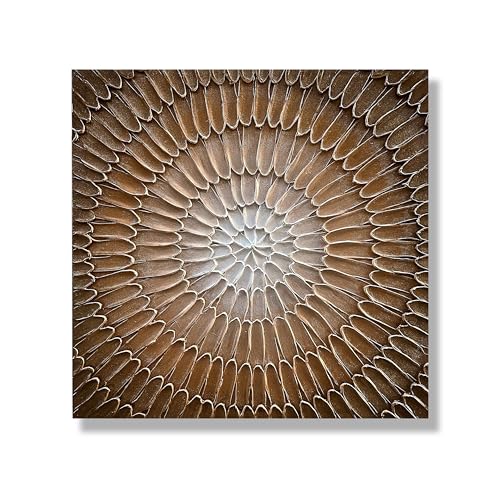 NANKAI Art Hand-Painted Brown and White Gradient Three-Dimensional Texture Contemporary Abstract Style Oil Painting, Suitable for Home, Office or Corridor Wall Decoration, Size 24x24 inches - color: Nkhb353