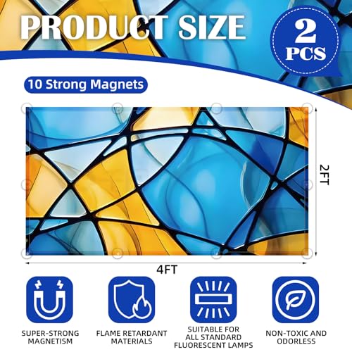 ANGSYLTH 2 Pcs Fluorescent Light Covers - 4 x 2 Feet Covers for Ceiling Lights, Magnetic Light Filters for Classroom, Office, Hospitals, Home (Colorful Art) - color: Colorful art