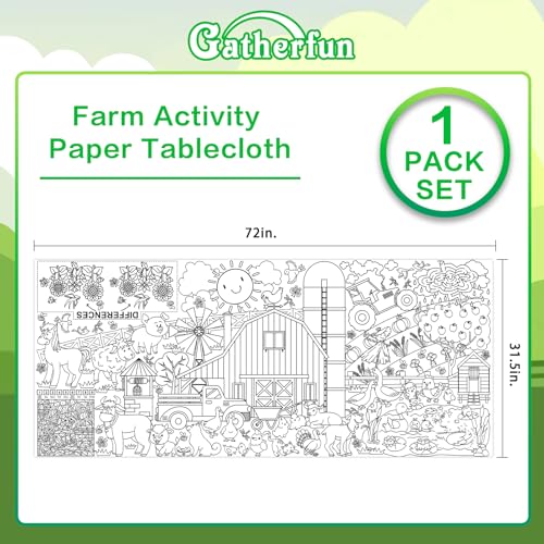 Gatherfun Farm Animal Party Giant Coloring Poster - 31.5X 72 Inches - Versatile Classroom Wall Décor & Birthday Activity - Farm Poster or Table Cover for School Parties and Special Events - style: FARM