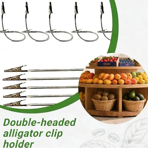 10-Pack Double-Headed Alligator Clip Holders Bendable Flexible Arms for Office Memos, Photos & DIY | Metal Double-Sided Design with Mini Prongs | 7.1 Inch Long Display Organizer