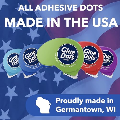 Glue Dots GLU23681 Removable 3/16" Square Dispenser 450Pc Dispenser Glue Sq Runremovable, Clear