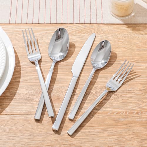 KINGSTONE Silverware Set, 40-Piece Flatware Cutlery Set Premium Stainless Steel, Service for 8, for Kitchen, Home, Wedding, Party, Mirror Polished and Dishwasher Safe - size: 40-piece