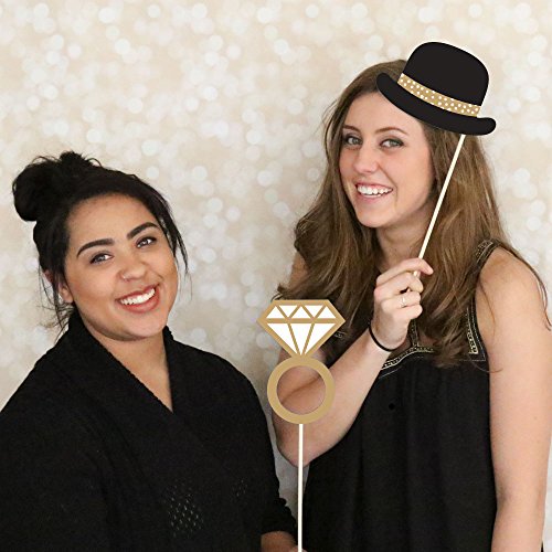 Big Dot of Happiness Mrs. and Mrs. - Gold - Lesbian Wedding Photo Booth Props Kit - 20 Count