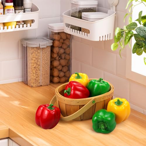 Lorigun Artificial Bell Peppers Fake Veggie Colorful Bell Peppers for Decoration, Decorative Vegetables, Red Green Yellow Bell Peppers 6Pcs (Each Color 2Pcs)