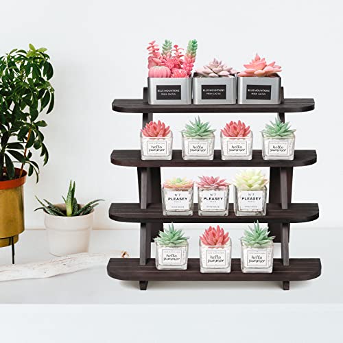 Wooden Cupcake Stand, 4 Tier Shelf Earring & Ring Holder Stands,Tiered Tray Stand Display Shelf Display Riser, Table Display Stand For Vendors, Perfume Organizer, Fragrance Shelf, Spice Rack - color: Walnut-4Tier