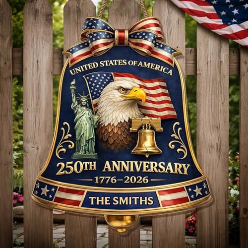 Personalized 250th Anniversary Patriotic Wood Wreath Door Sign 1776-2026, Custom Family Name Round Door Hanger, Independence Decor, Decoration Gifts, Gift For Mom, Dad, Brother, Family /7 - color: Design 07