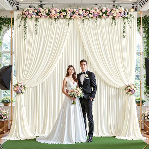 8ftx10ft Wrinkle Free Ivory Backdrop Curtain - 10 Feet Photography Backdrop Drapes, Silky Polyester Back Drop Cloth for Wedding Baby Shower Balloon Arch Background - color: Ivory, size: 8FTx10FT (W4'xH10', 2 Panels)